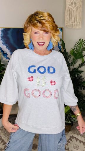 GOD IS GOOD Patchwork Applique Top