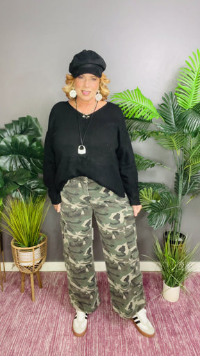 Catch Me If You Can Camo Cargo Wide Leg Pants