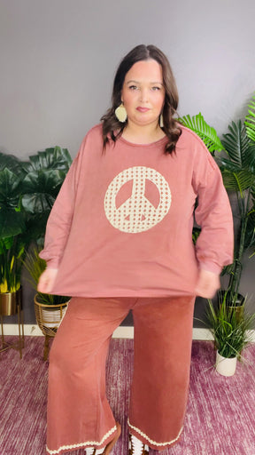 Peace All Around Red/Brown Top - S239RB