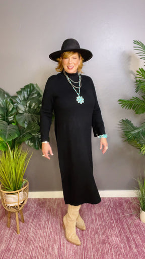 Simply Perfect Black Knit Midi Dress - DR017BK