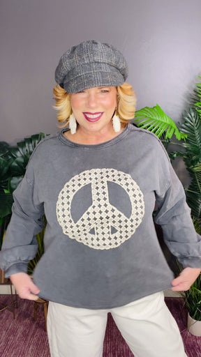 Peace All Around Charcoal Top - S240CG