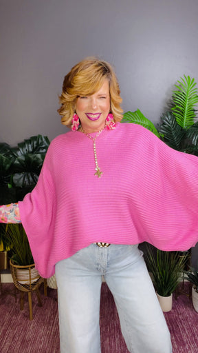 Spring Is In The Air Pink Poncho Top - S364PK