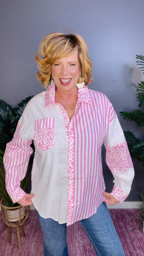 Just In Time Pink Striped Top