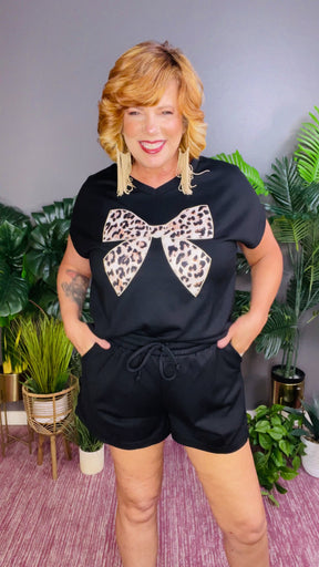 Instant Favorite Leopard Bow Top And Short Set