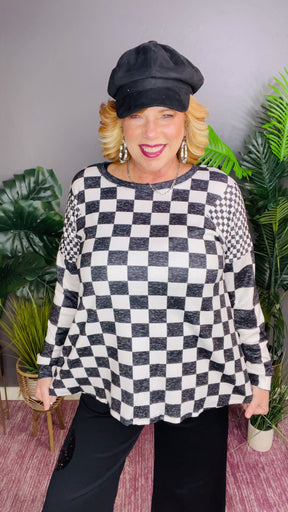 Check On That Black/White Top - S236BW