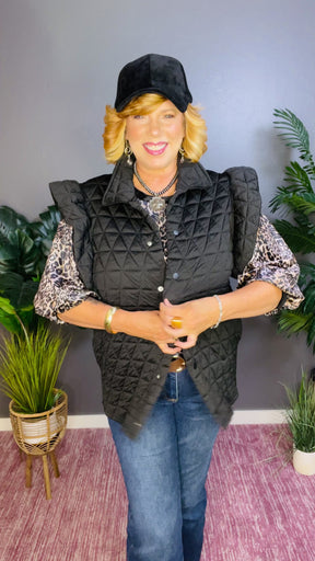 Vest Babe Black Ruffle Sleeve Vest