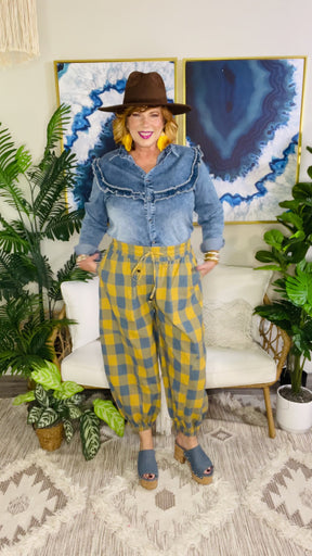 Cozy In Check Mustard Pants - P170MS