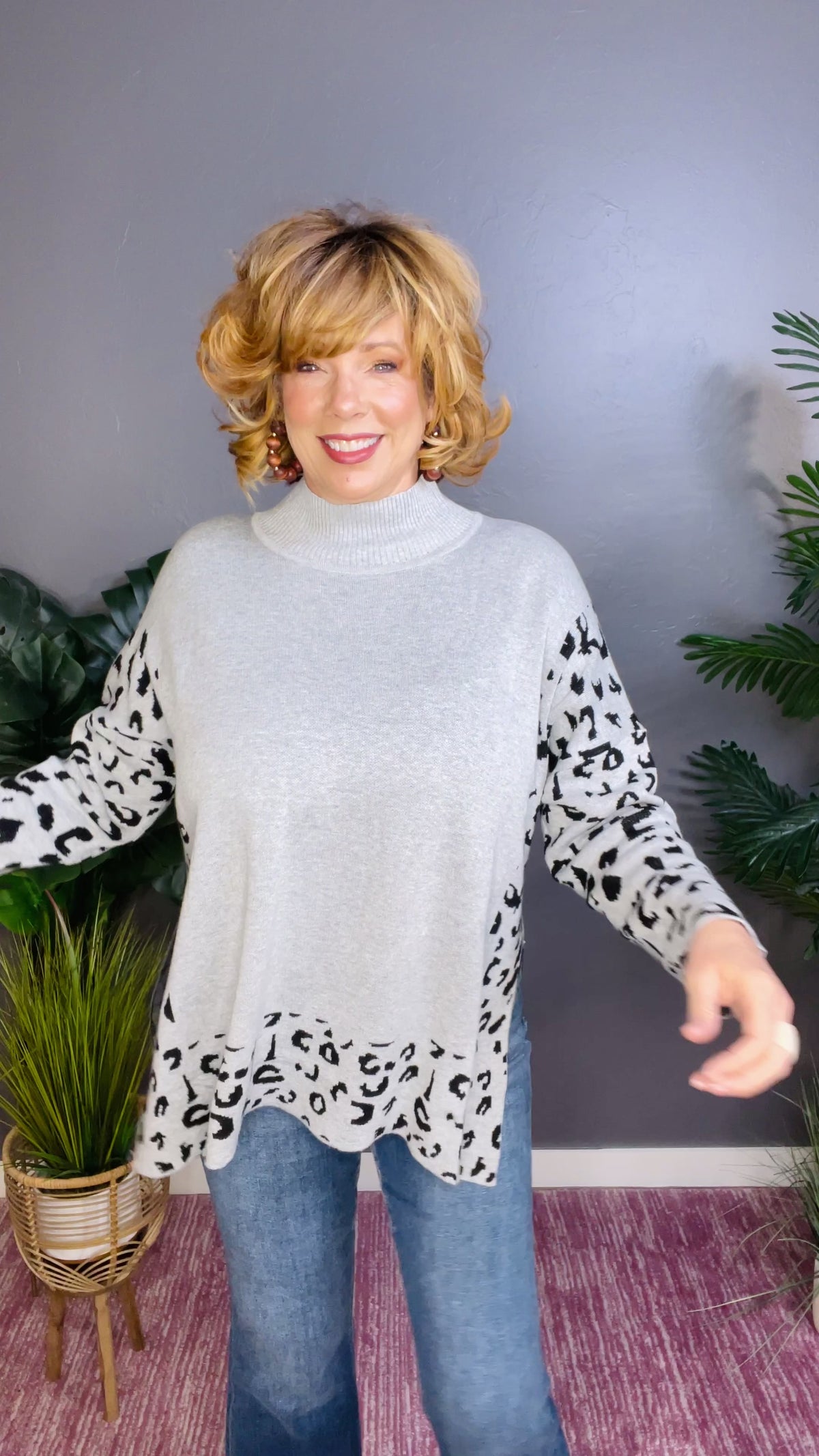 Born To Be Fierce Gray Oversized Sweater