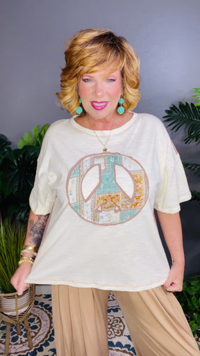 Boho Peace Patchwork Top - S739BG