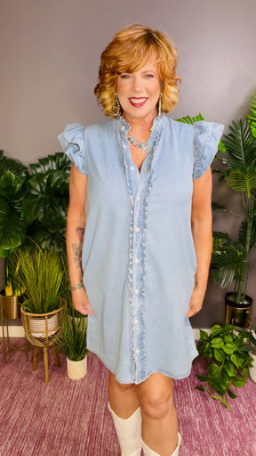 Classic Trendsetter Frilled Ruffle Sleeve Dress