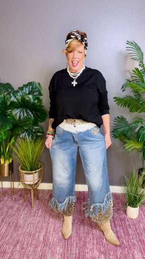 Hide And Peek Layered Jean - J008DN