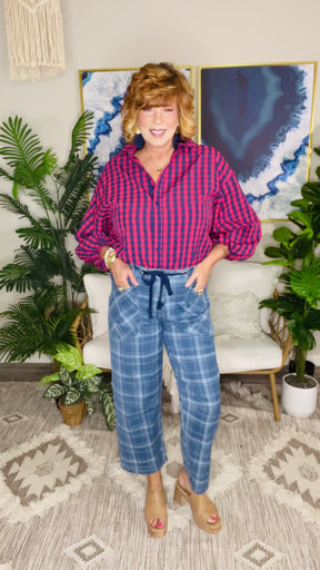 Blue Skies Plaid Jeans