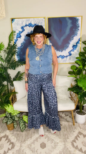 Posh Mode Leopard Print  Wide Leg Pants