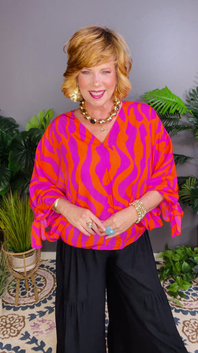 Feeling Posh Orange Pink Top - S719OP