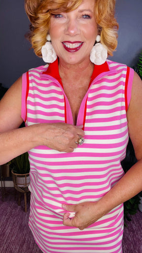 Off In Paradise Sachet Pink Stripe Top And Skort Set