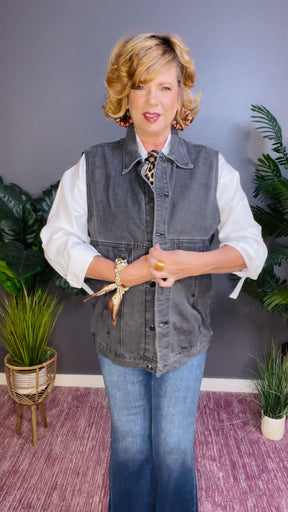 Denim Crush Vest Jacket (2 Colors)