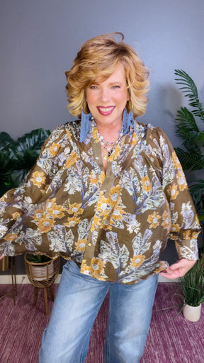 Hello Fall Brown Mix Floral Top - S103BR