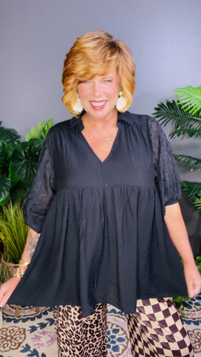 Sweet Whimsy Black Top - S695BK
