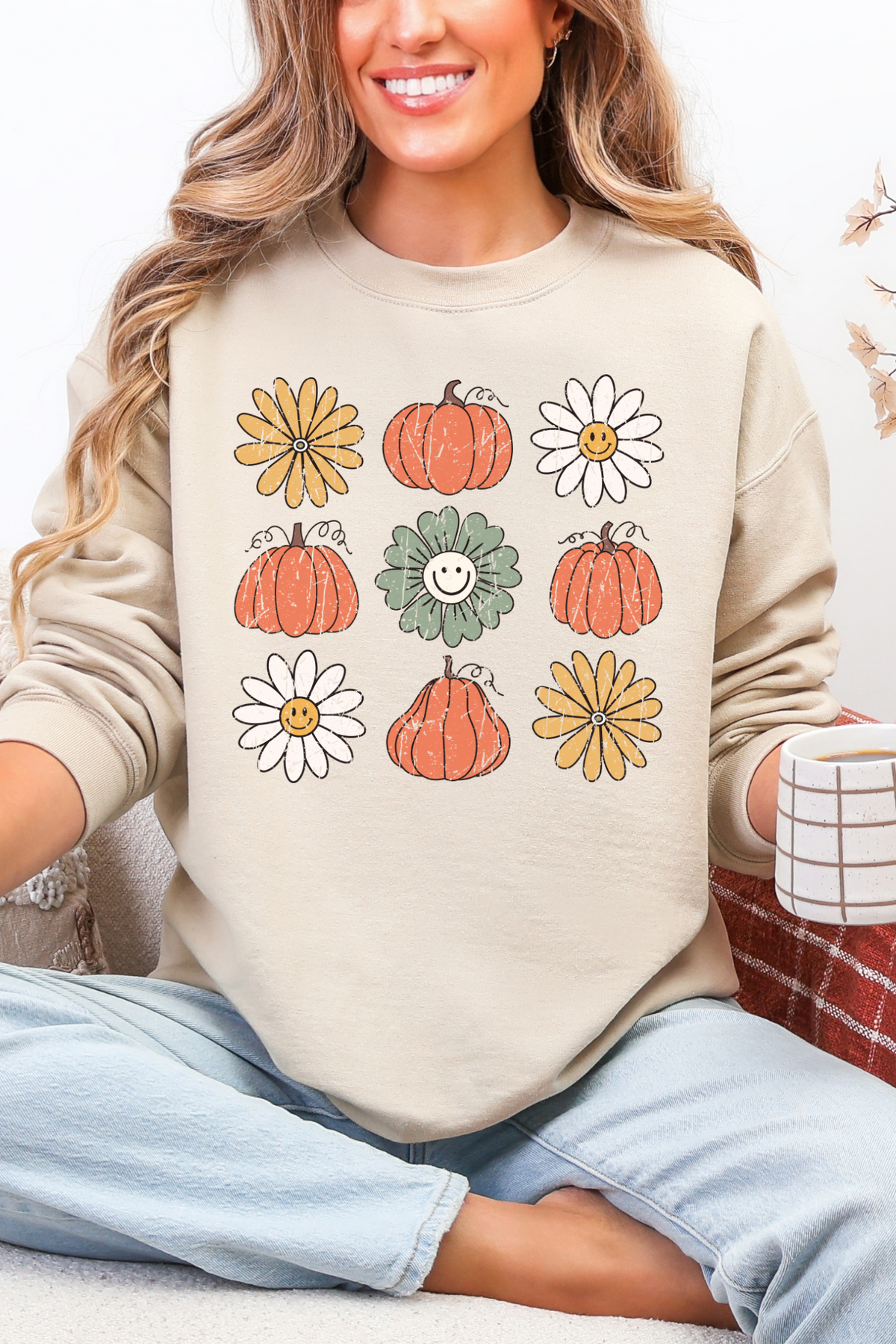Pumpkin Flowers Retro Sweatshirt