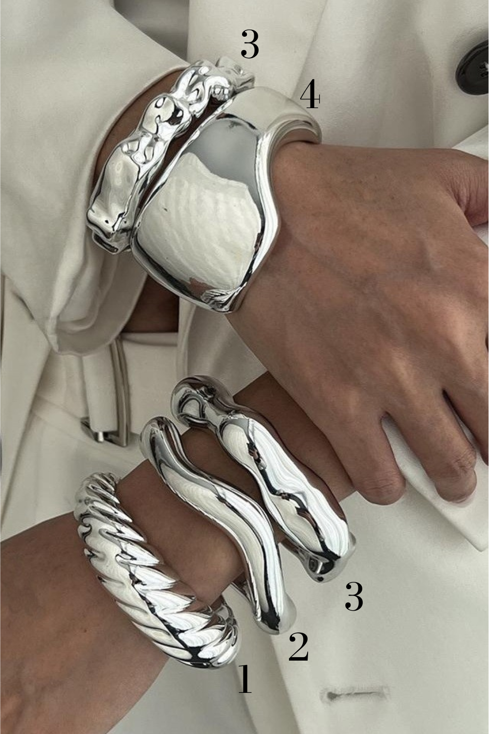 Silver Irregular Shape Cuff Bangles - B015SI