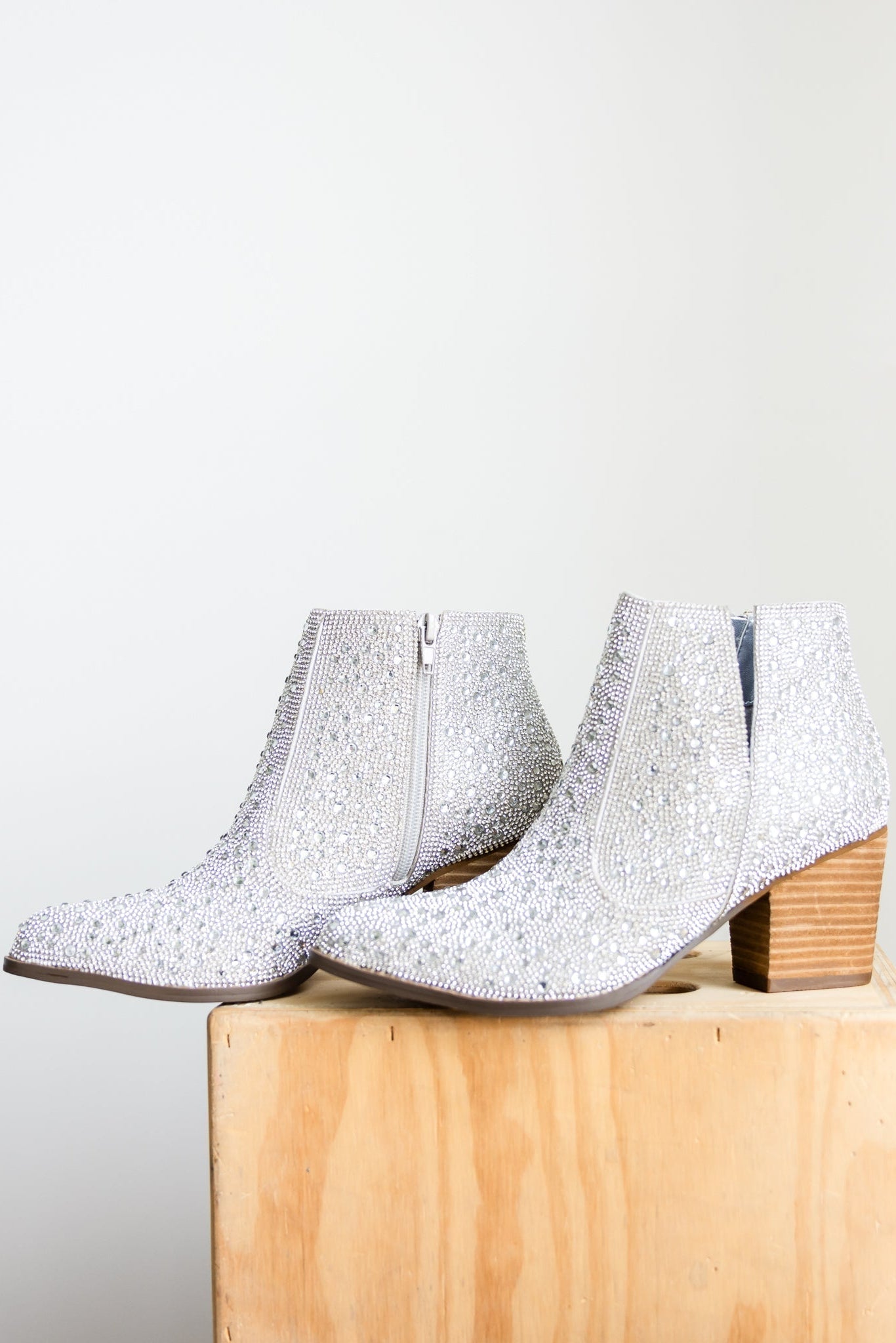Shine Star Rhinestone Bootie in Silver