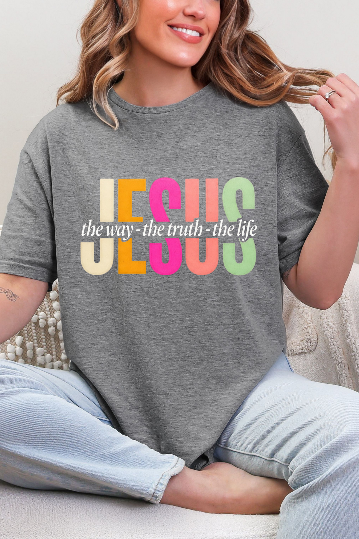 Way, Truth & Light in Grey Graphic Tee and Sweatshirt