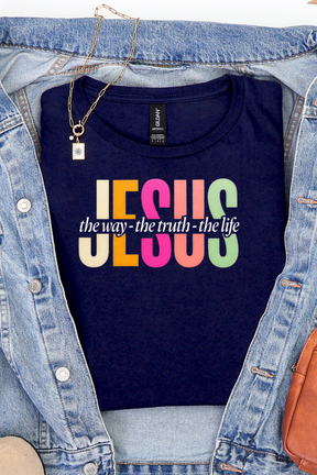 Way, Truth & Light in Navy Graphic Tee and Sweatshirt