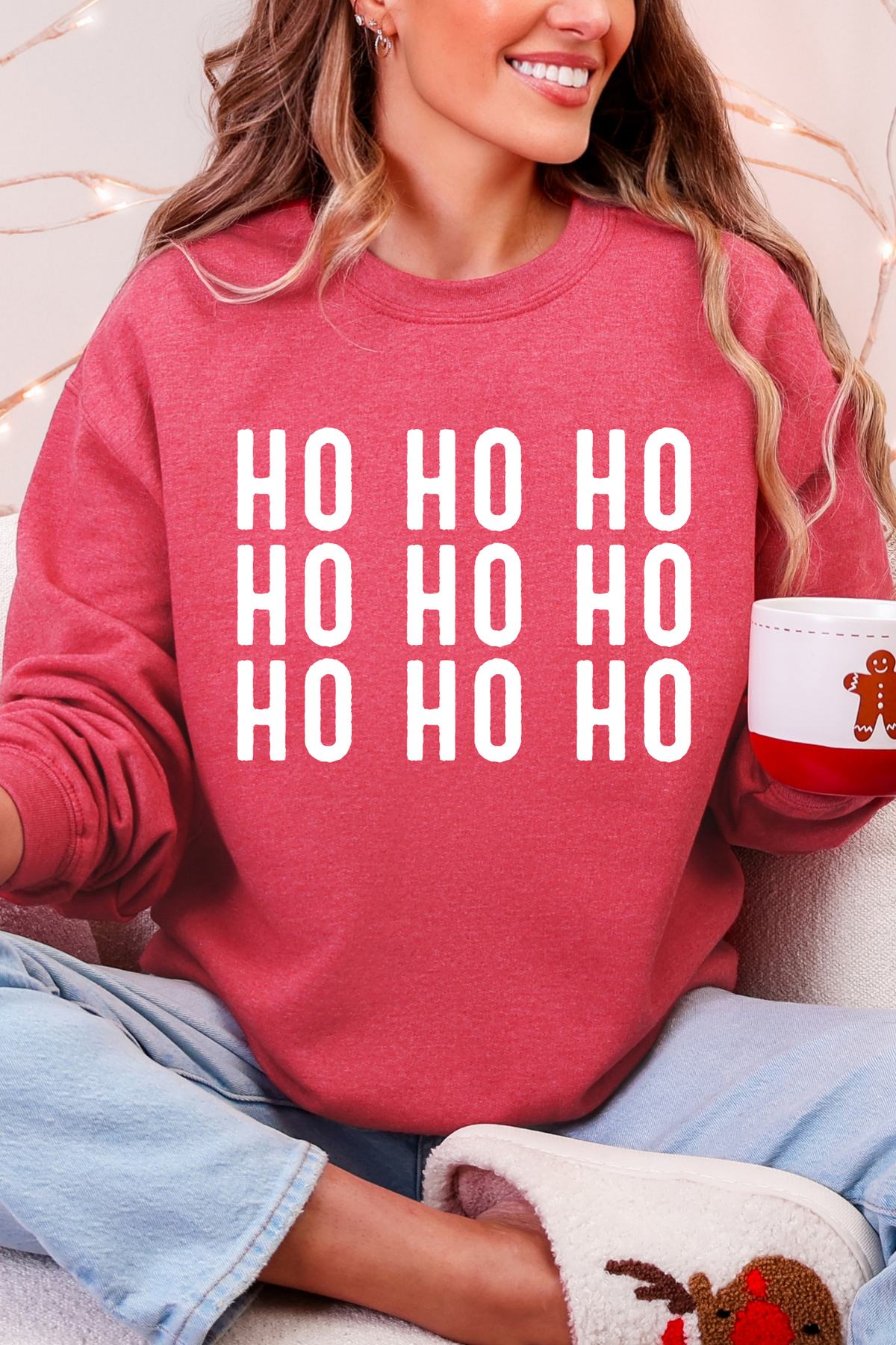 Ho Ho Ho Stacked Graphic Tee and Sweatshirt