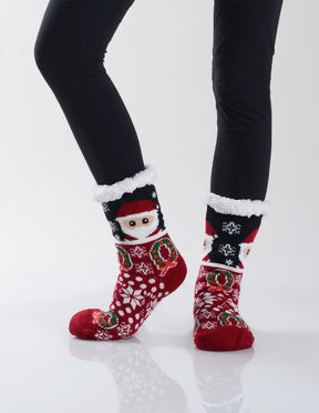 Santa/Christmas Printed Fuzzy Socks - CSOC110