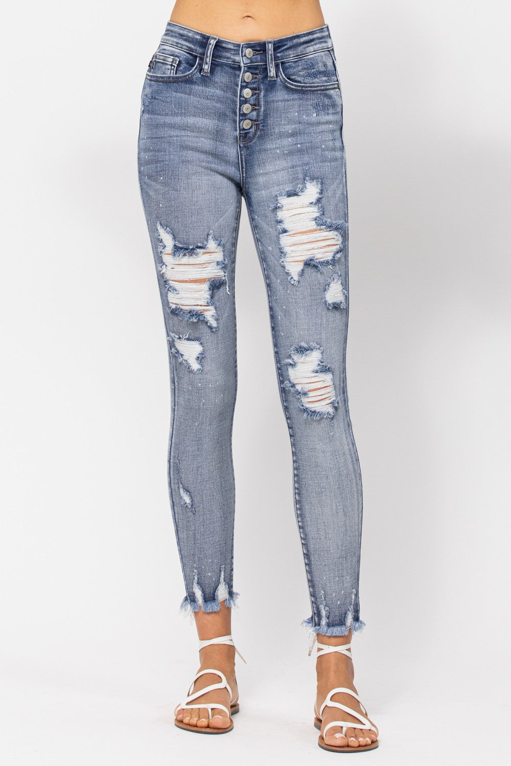 Julia Medium Denim Distressed Jeans - K913DN