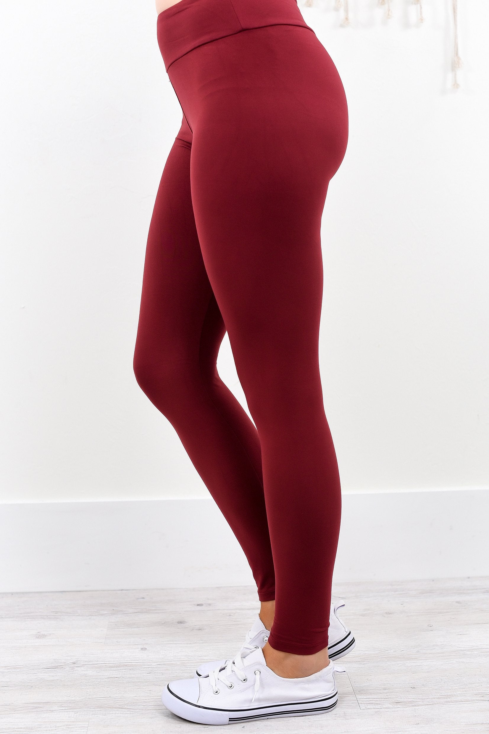 Burgundy Wide Band Solid Leggings (Sizes 4-12) - LEG1940BU