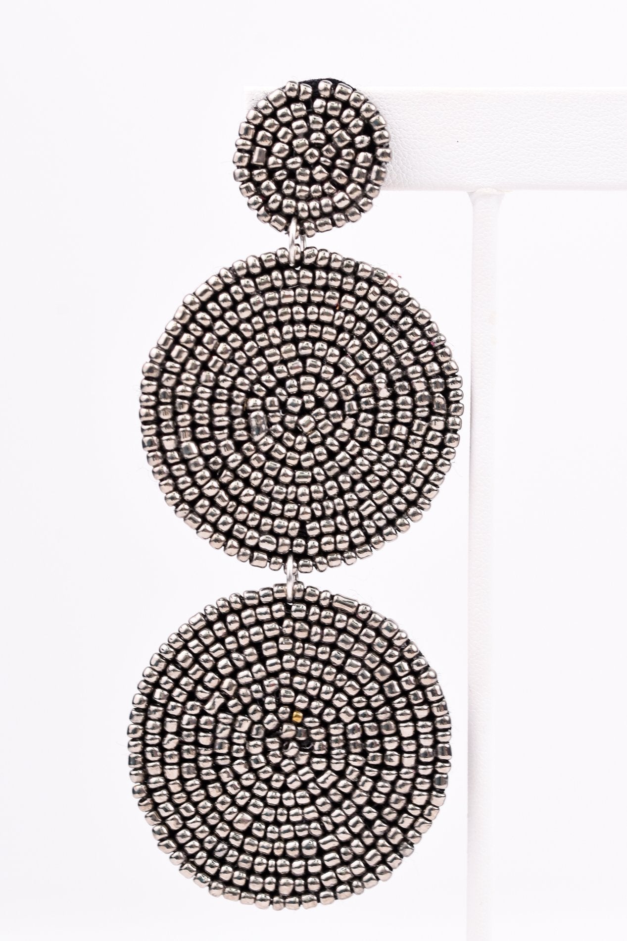 Gray 3-Tier Seed Bead Earrings - EAR2117GR
