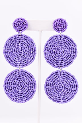 Purple 3-Tier Seed Bead Earrings - EAR2116PU