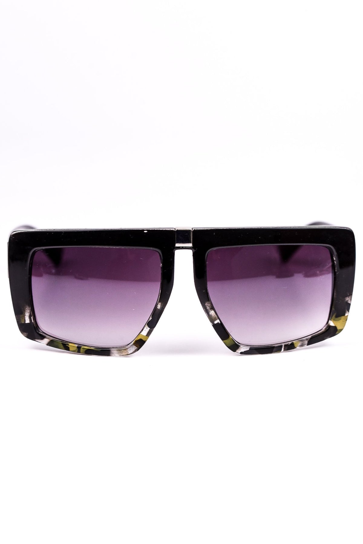 Black & Olive Tortoise Shell Frame/Purple Lens Sunglasses - SGL168BK - FREE hard case