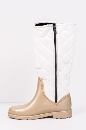 Come Rain Or Shine Beige Rain Boots - SHO1555BG