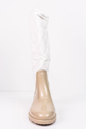 Come Rain Or Shine Beige Rain Boots - SHO1555BG