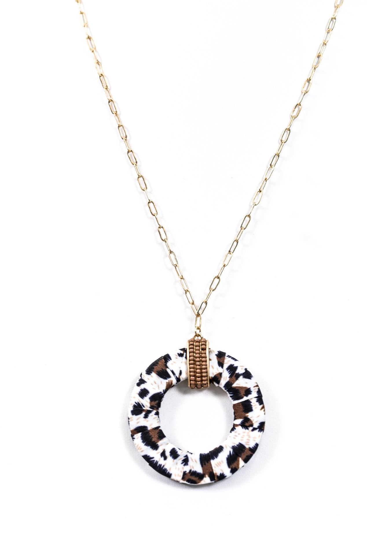 Ivory/Black/Brown/Seed Bead/Circle Pendant Necklace - NEK2809IV