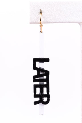 'Later' Black/White Drop Earrings - EAR2530BW