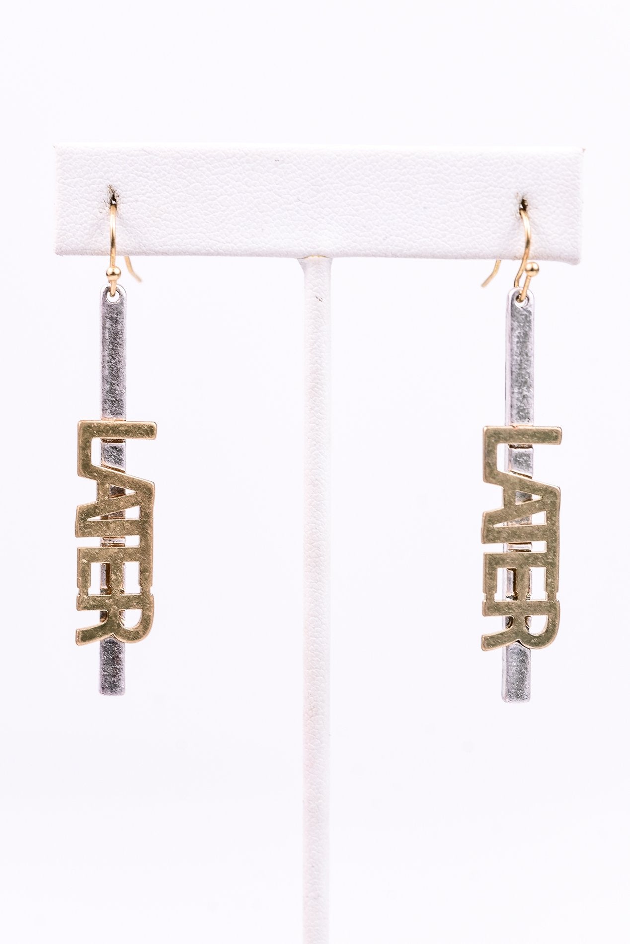 'Later' Silver/Gold Drop Earrings - EAR2524SI