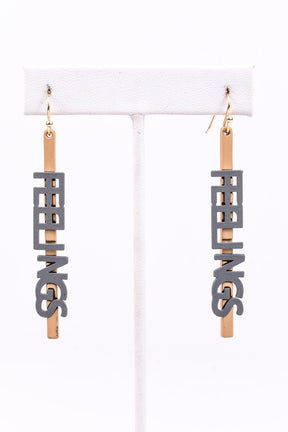 'Feelings' Gray/Gold Drop Earrings - EAR2531GR