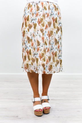 Ready To Twirl White/Multi Color Floral Skirt - E1042WH