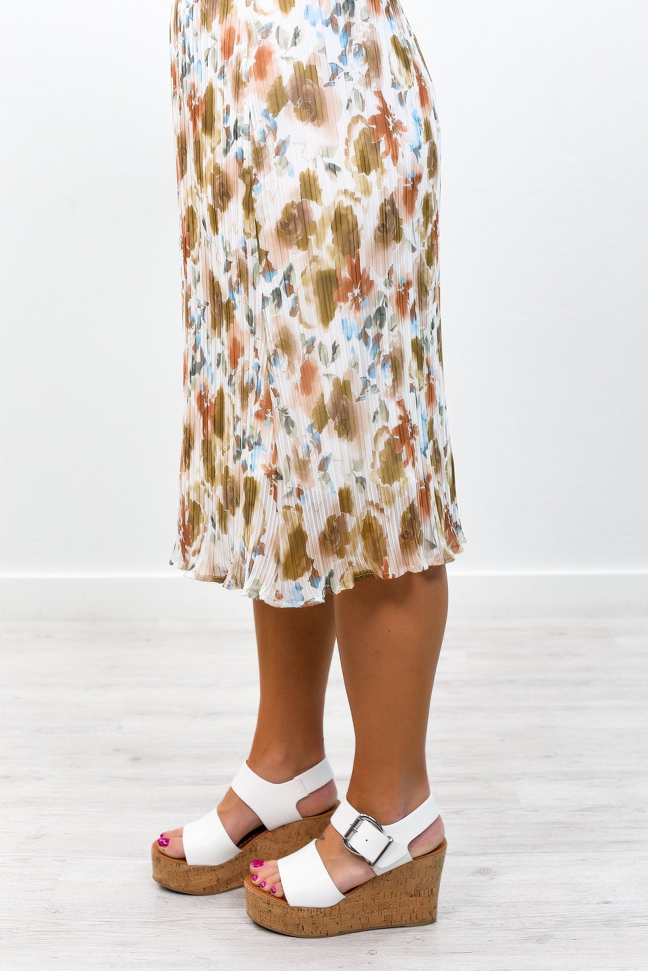 Ready To Twirl White/Multi Color Floral Skirt - E1042WH