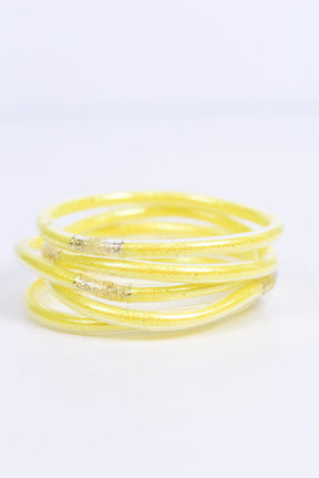 Yellow Glitter Tube Bangle Bracelet - BRC2701YE