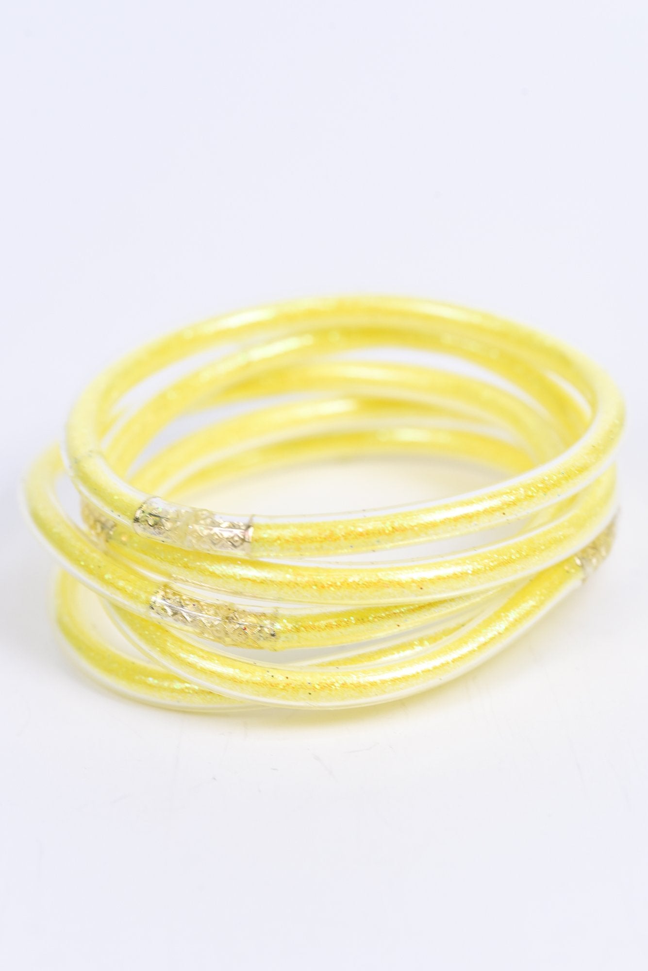 Yellow Glitter Tube Bangle Bracelet - BRC2701YE