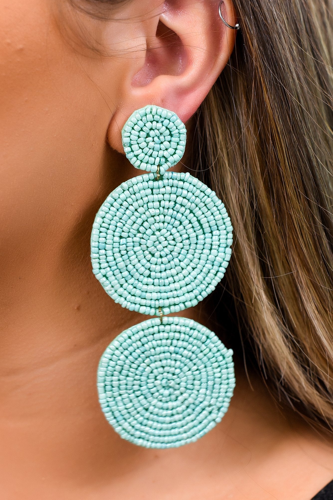Mint 3-Tier Seed Bead Earrings - EAR3024MT