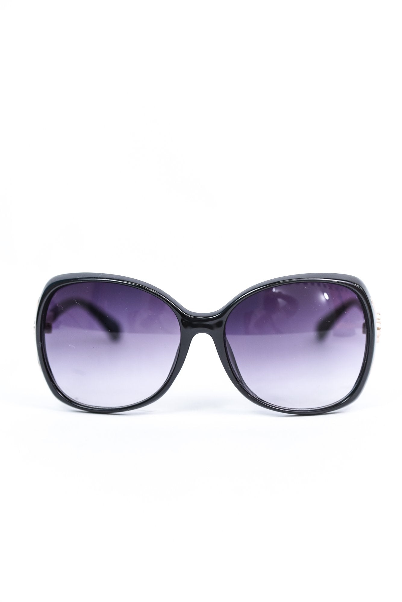 Black Frame/Black Lens Round Sunglasses - SGL279BK - FREE hard case