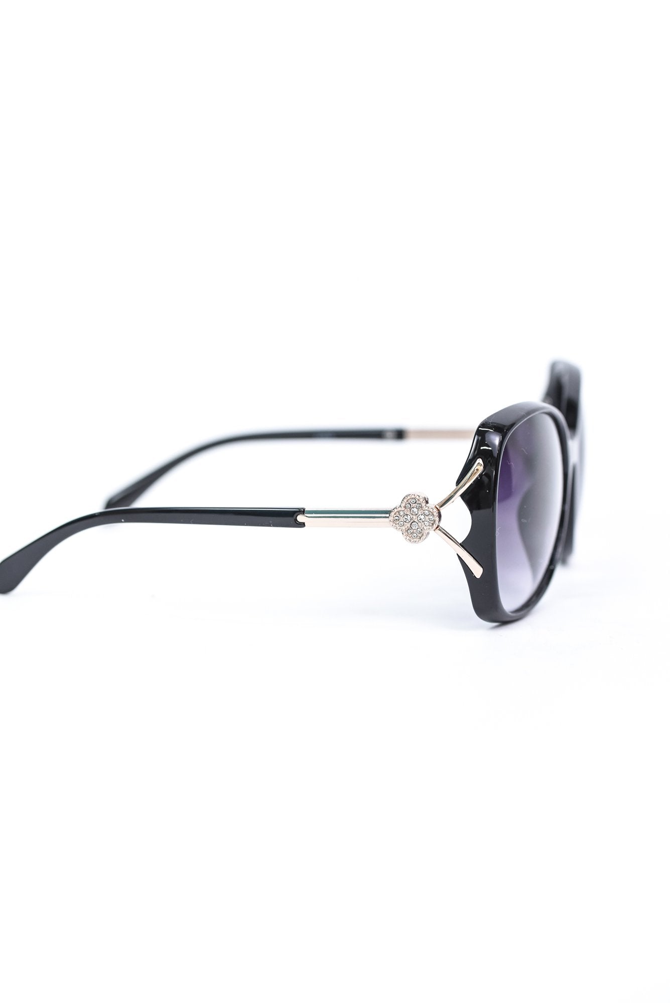 Black Frame/Black Lens Round Sunglasses - SGL279BK - FREE hard case