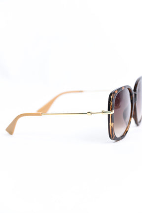 Brown Tortoise Shell Frame/Brown Lens Oval Sunglasses - SGL293BR - FREE hard case