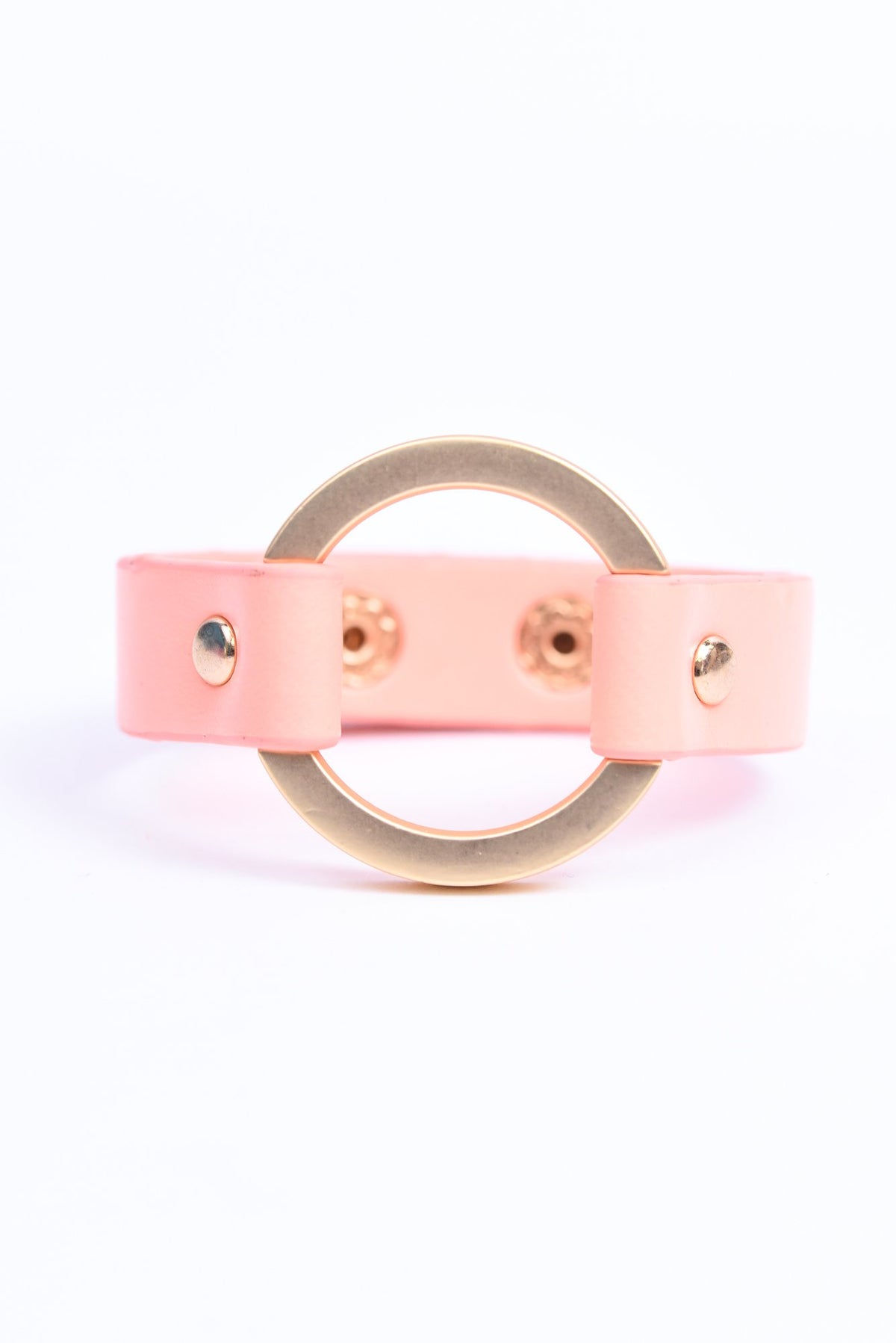 Peach/Gold Open Circle Snap Closure Bracelet - BRC2989PE