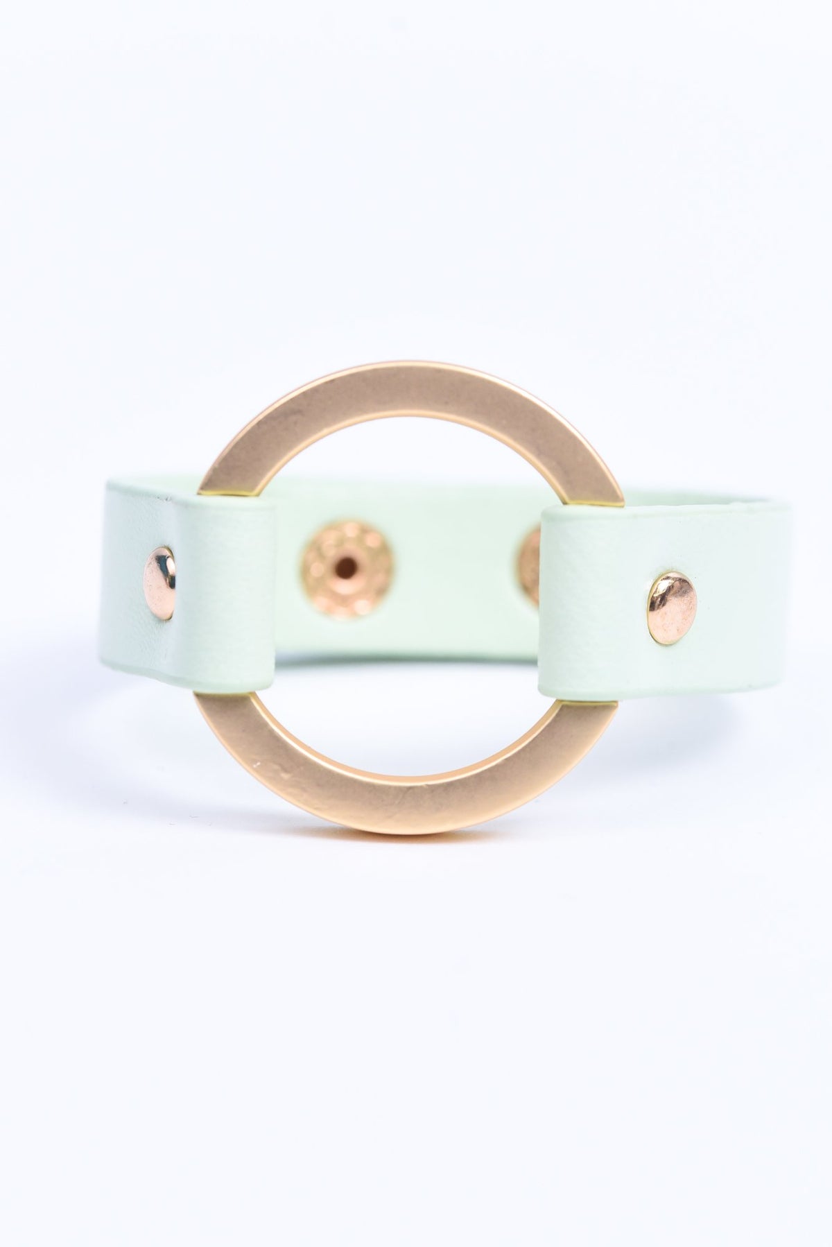 Mint/Gold Open Circle Snap Closure Bracelet - BRC2988MT